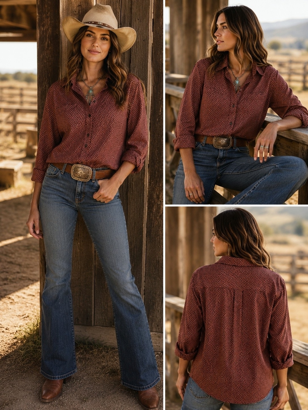 Levi's Women's Rust-Brown Patterned Button-Up Shirt